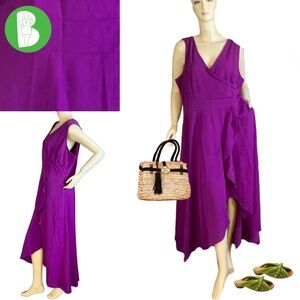 RELEEO ORCHID PURPLE KNIT RUFFLE FRONT MAXI DRESS NWT (M)